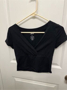 SO Black Wrap-Style Crop Top